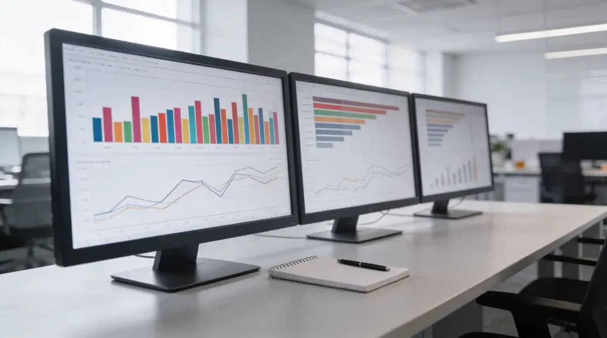Compliance team reviewing gambling operator data on multiple screens in a regulatory office